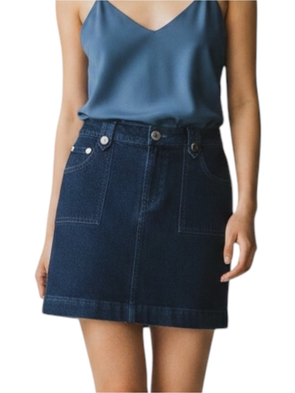 LOFT Blue Denim Dark Wash Jean Skirt NWOT Size 4P CowGirl Western